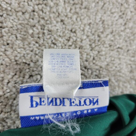 VTG Pendleton Petite Blouse Womens 10 Green Mock Neck Decorative Buttons Pleated - Picture 12 of 13